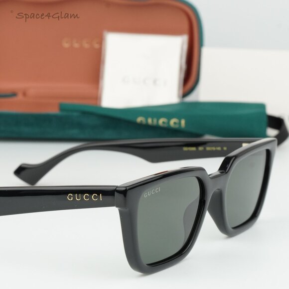 BRAND NEW Gucci GG1539S 001 Black Grey Unisex Rectangle Sunglasses GG 1539S - Picture 5 of 10